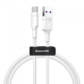 Cablu de date/incarcare Baseus, Durable, USB Type-C 1M 5 A, Alb Cablu de date/incarcare Baseus, Durable, USB Type-C 1M 5 A, Alb