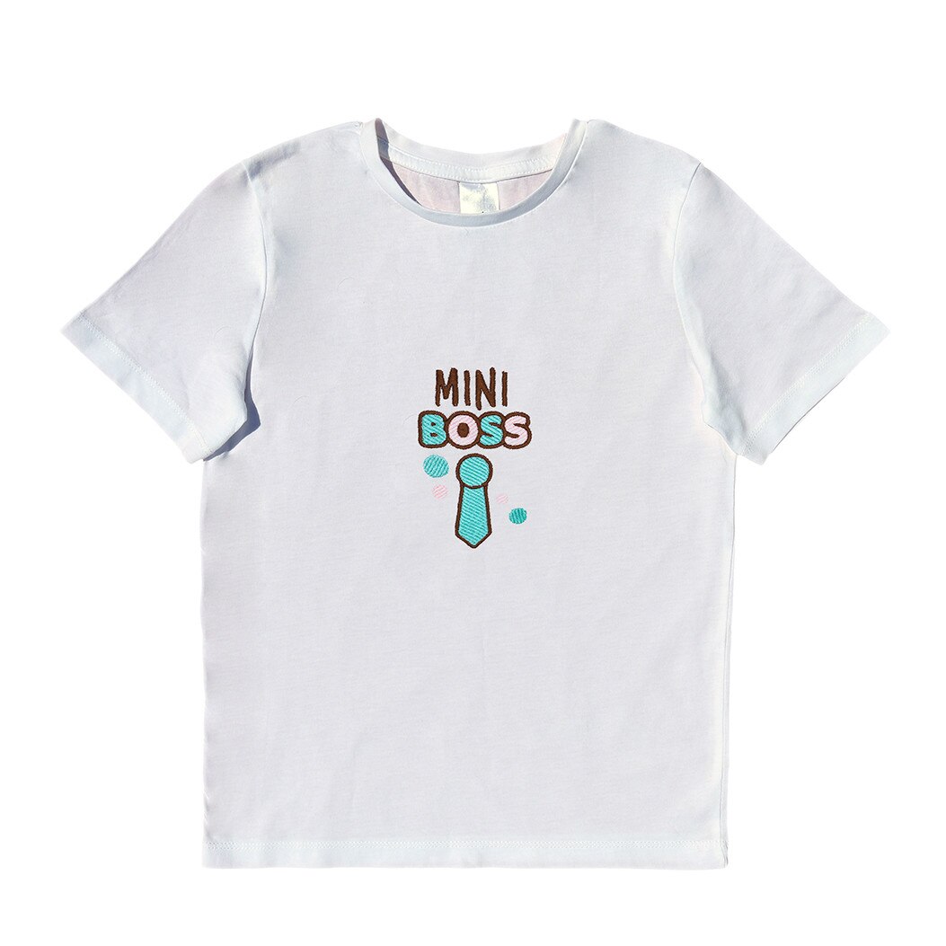 Tricou copii, LWS, bumbac organic, model micul sef cu cravata, Alb