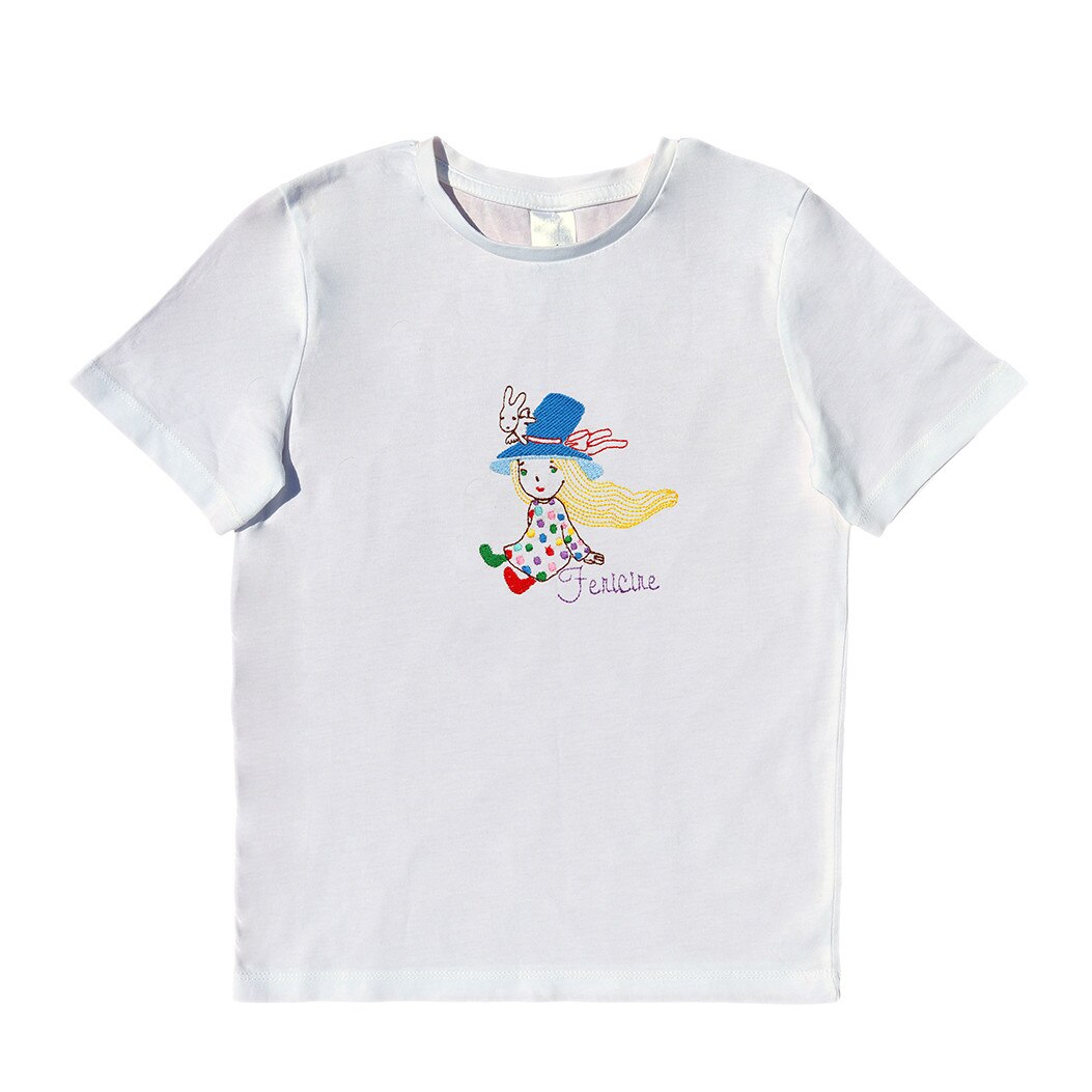 Tricou copii, LWS, bumbac organic, alb, model fata cu iepuras