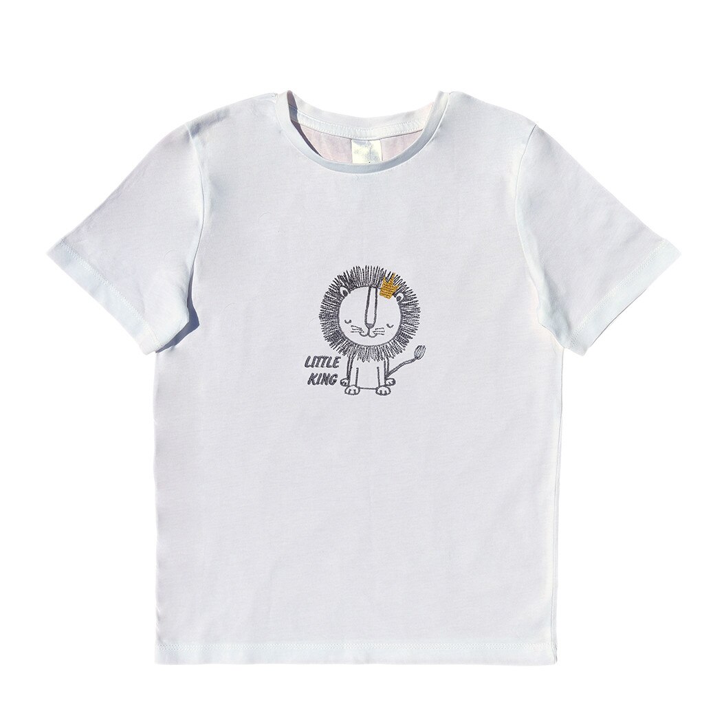 Tricou copii, LWS, bumbac organic, alb, model micul print leu