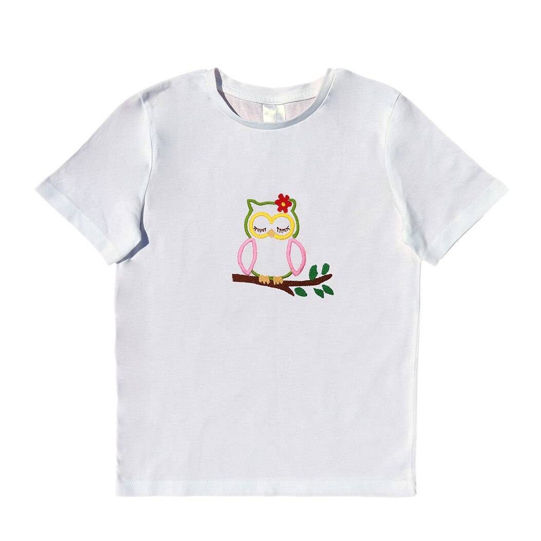 Tricou copii, LWS, bumbac organic, alb, model domnisoara bufnita