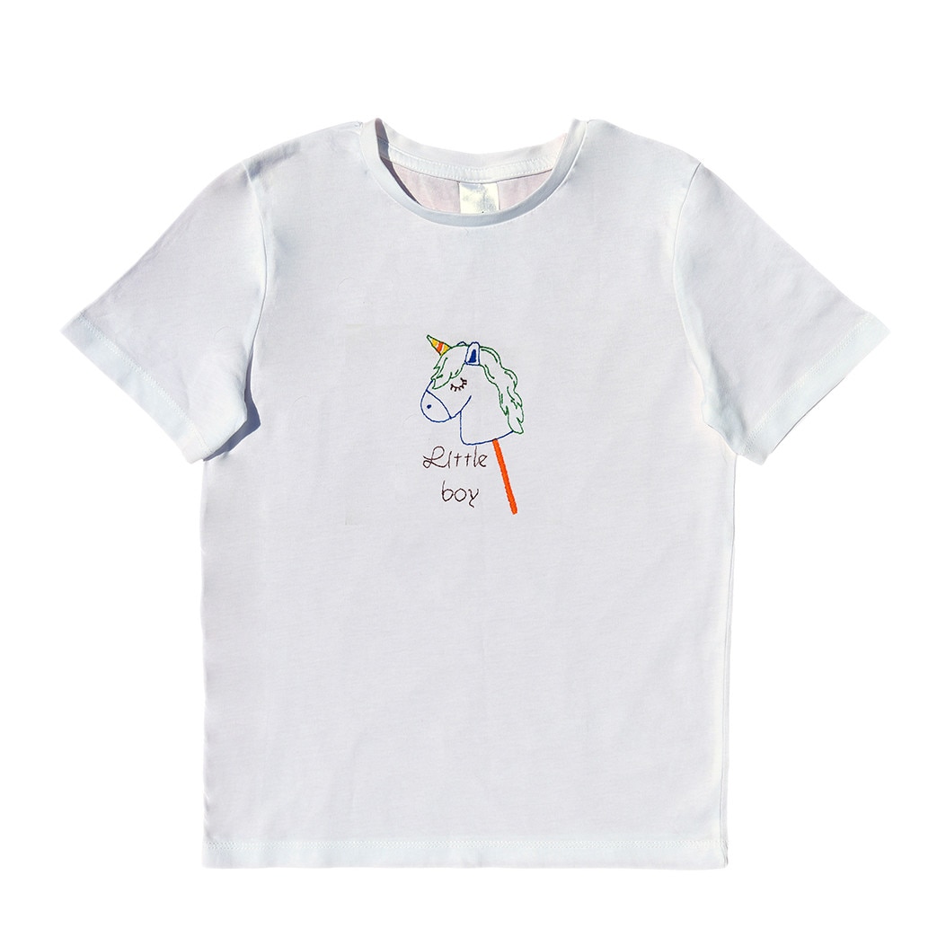 Tricou copii, LWS, bumbac organic, alb, model baietel ponei