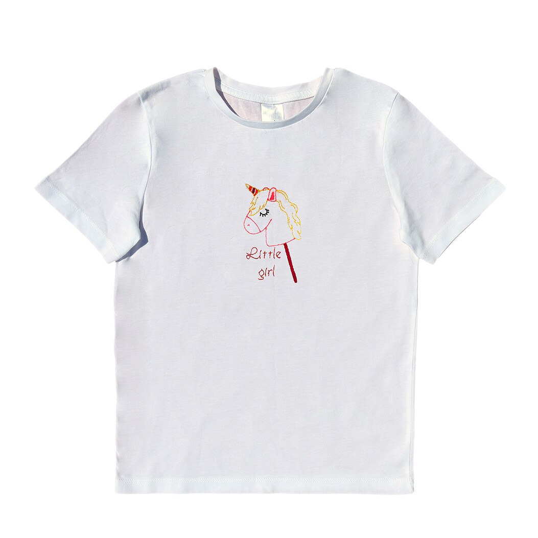 Tricou copii, LWS, bumbac organic, alb, model fetita ponei