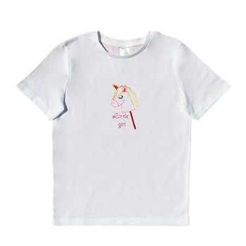 Tricou copii, LWS, bumbac organic, alb, model fetita ponei Tricou copii, LWS, bumbac organic, alb, model fetita ponei