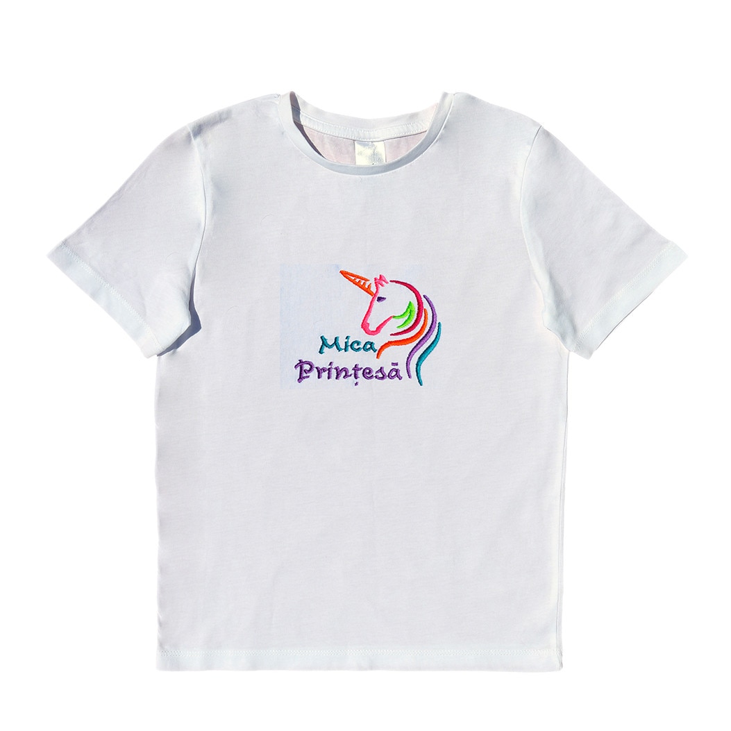 Tricou copii, LWS, bumbac organic, alb, model unicorn mica printesa
