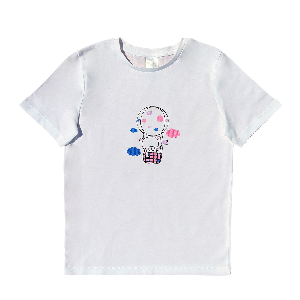 Tricou copii, LWS, bumbac organic, alb, model ursulet in balon