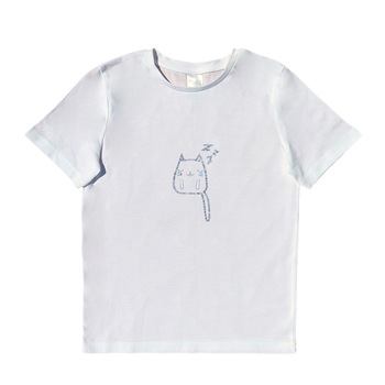 Tricou copii, LWS, bumbac organic, alb, model pisica somnoroasa Tricou copii, LWS, bumbac organic, alb, model pisica somnoroasa