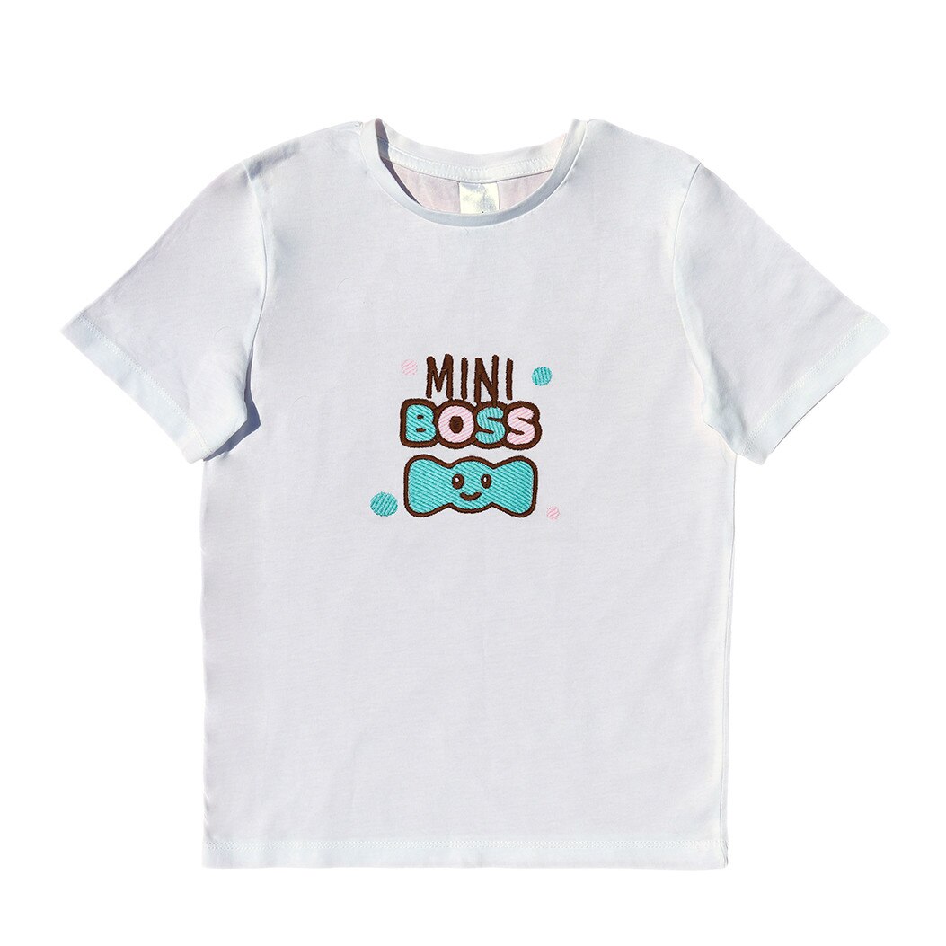 Tricou copii, LWS, bumbac organic, model micul sef cu papion, Alb