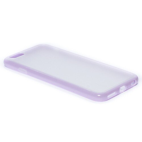 Husa Iphone 6, Transparenta cu rama lila, Silicon/Plastic