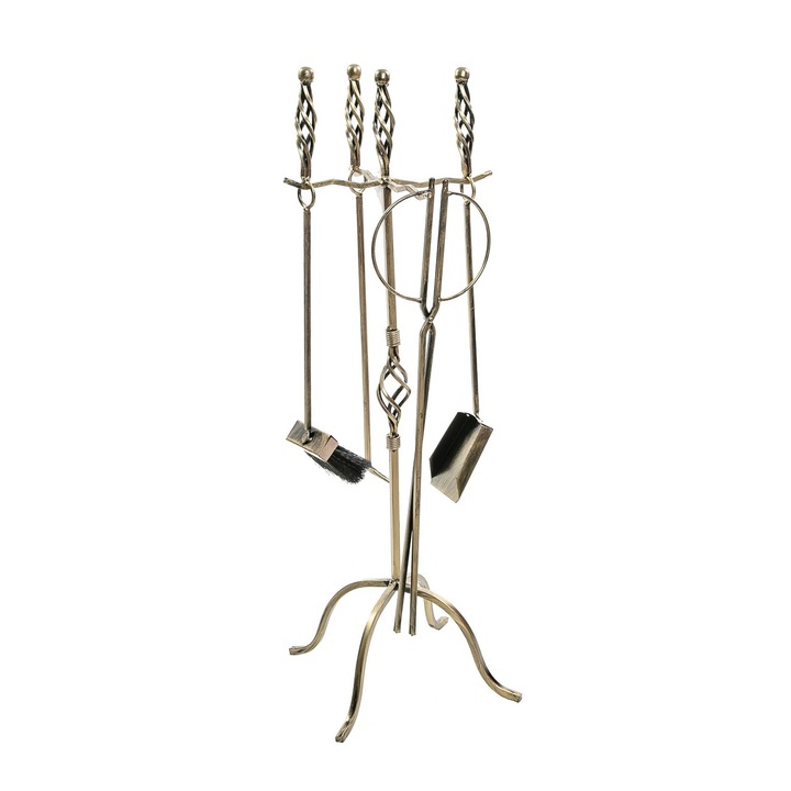 Set curatare semineu, premiamob, 10-773, patru piese, auriu patinat