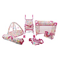 Set copii interactiv cu papusa bebelus si accesorii: tarc, carucior, suport bebe, geanta, covoras, SMARTIC®, multicolor