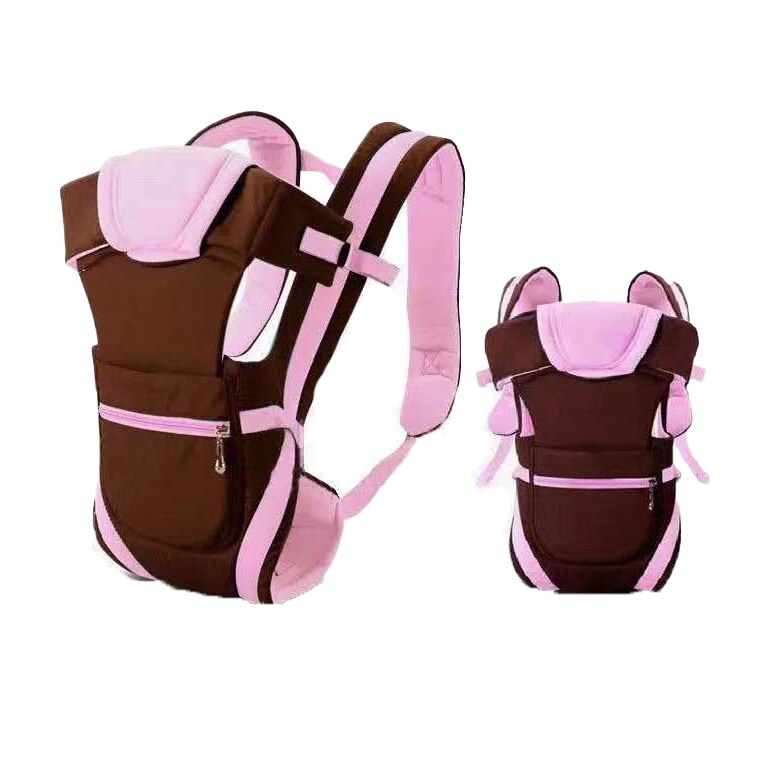 Marsupiu in doua culori, multifunctional, cu buzunare, 40 cm, 3-24 luni, roz