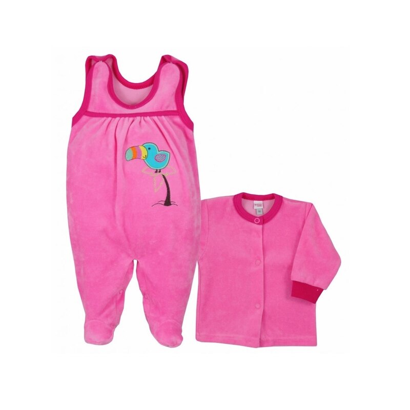Compleu 2 piese salopeta si bluza pentru fete Koala Kakadu 3243-R, Roz