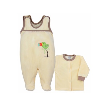 Compleu 2 piese salopeta si bluza pentru bebelusi Koala Kakadu 3243-G, Bej Compleu 2 piese salopeta si bluza pentru bebelusi Koala Kakadu 3243-G, Bej
