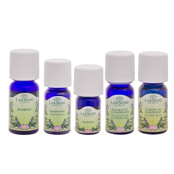 Set uleiuri esentiale 100% pure Lakshmi, tratament alternativ pentru zona zoster, 5 bucati, 45 ml Set uleiuri esentiale 100% pure Lakshmi, tratament alternativ pentru zona zoster, 5 bucati, 45 ml