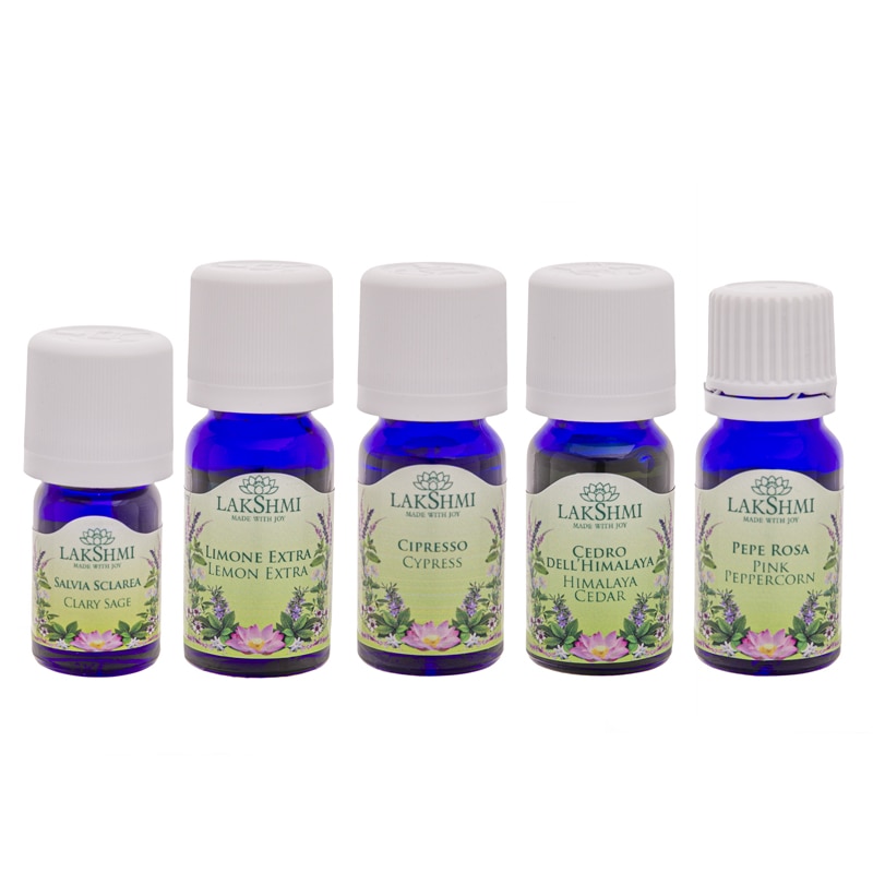 Set uleiuri esentiale 100% pure Lakshmi, tratament impotriva caderii parului, 5 bucati, 40 ml
