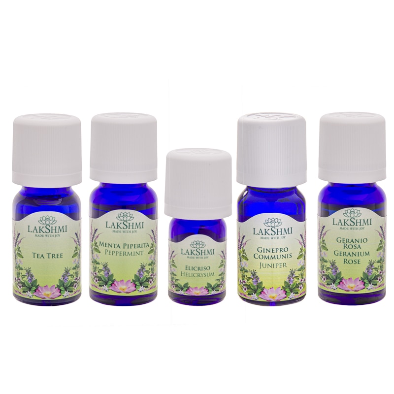 Set uleiuri esentiale 100% pure Lakshmi, tratament pentru pielea acneica, 5 bucati, 42 ml