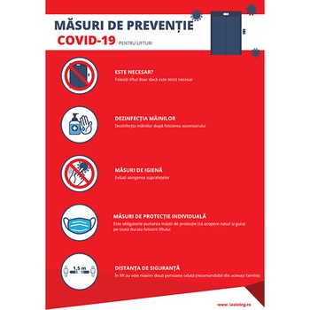 Indicatoare, masuri de preventie Covid-19, pentru lifturi, A4, autocolant, pachet 5 buc Indicatoare, masuri de preventie Covid-19, pentru lifturi, A4, autocolant, pachet 5 buc
