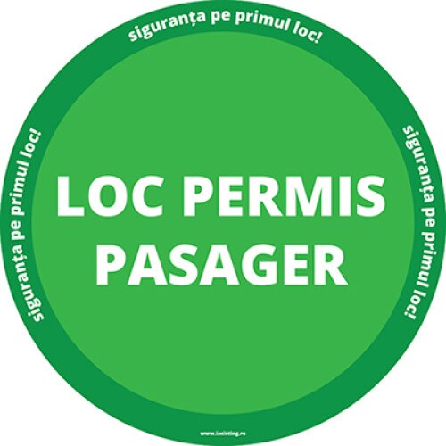 Indicatoare, masuri de preventie Covid-19, loc permis pasager, pentru transportul in comun, bulina, autocolant, pachet 5 buc