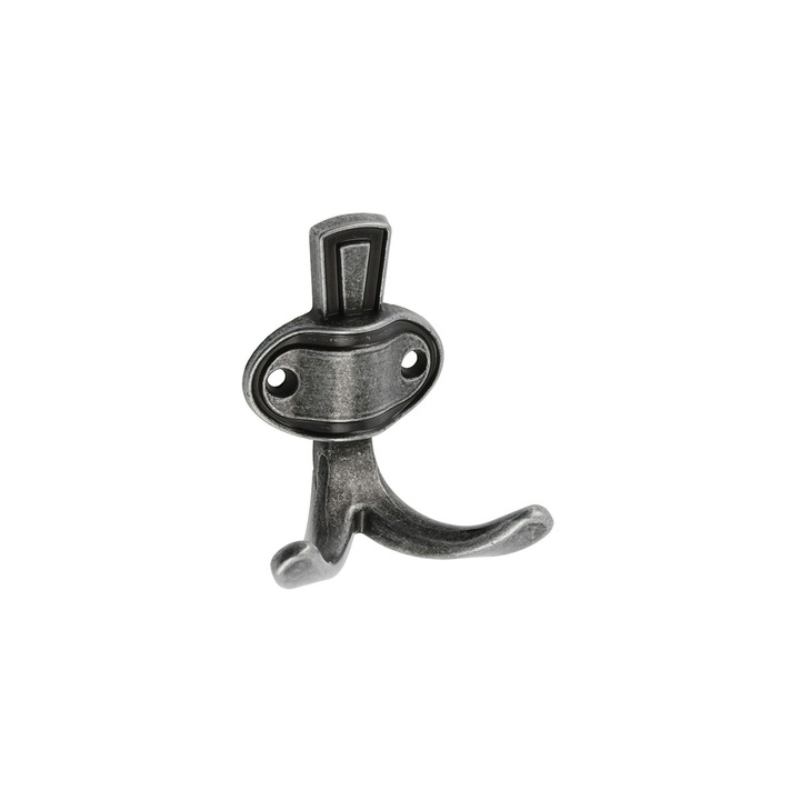 Cuier model CORUNA, 2 carlige, finisaj gri antic