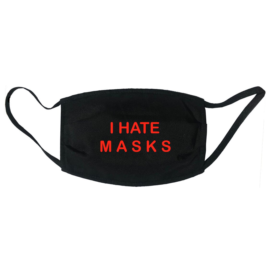 Masca personalizata reutilizabila, din material textil, cu imprimeu ”I hate masks” , neagra