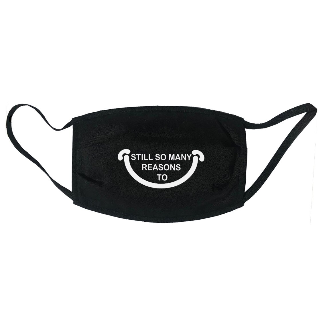 Masca personalizata Mayka reutilizabila, din material textil, cu imprimeu ”So many reasons to smile , neagra