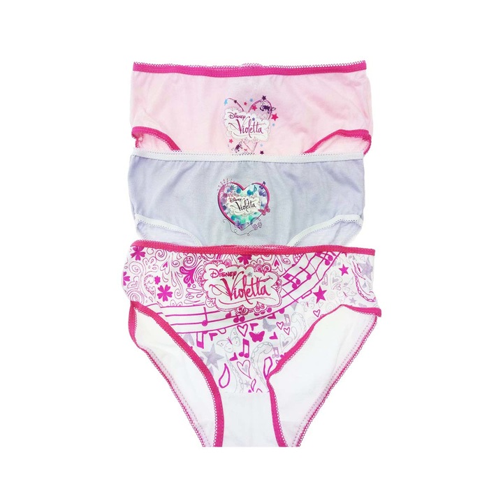 Set 3 perechi chiloti, Violetta, fete, 6-8 ani