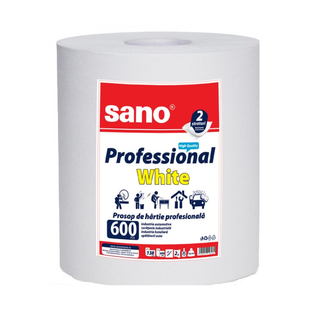 Prosop din hartie Sano Professional White 2 straturi 600 foi