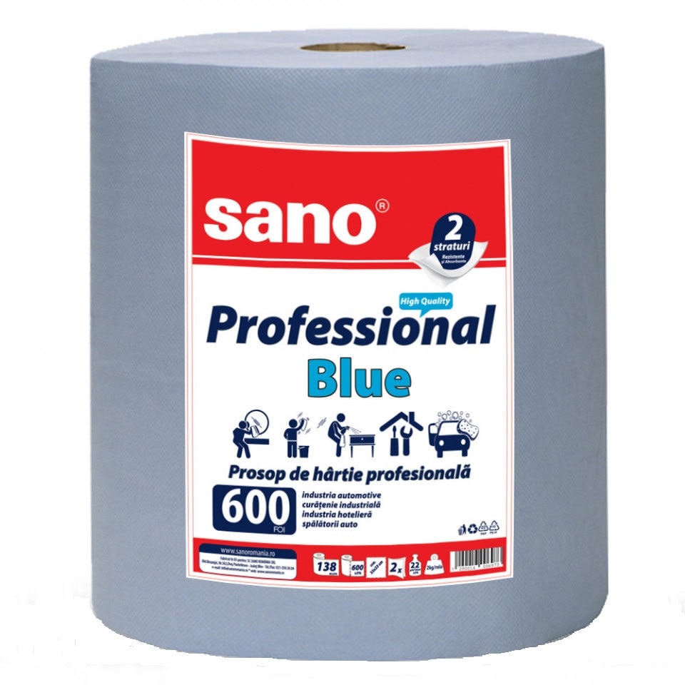 Prosop din hartie Sano Professional Blue 2 straturi 600 foi