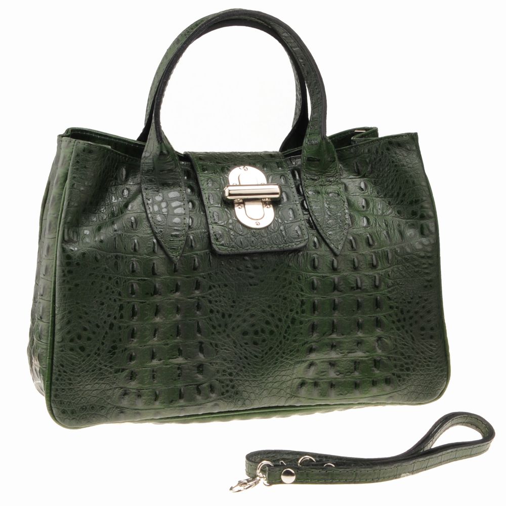 Geanta eleganta Emilio Masi, din piele croco 669657B,verde padure