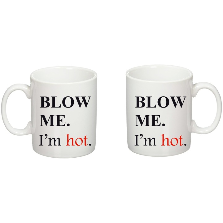 Cana personalizata "Blow me!'", Giftoro, Alba, 330ml