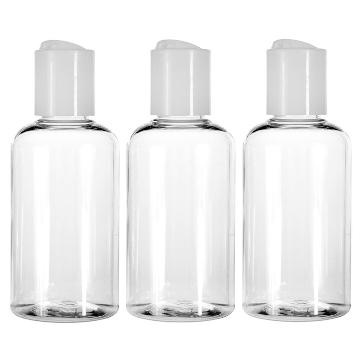3 db átlátszó utazópalack készlet, DecorCasa, 80 ml