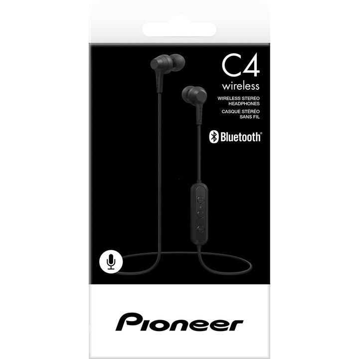 Casti In-Ear Pioneer SE-C4BT-B, Bluetooth, Microfon, Negru
