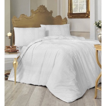 Lenjerie pat dublu, bumbac 100% ranforce, 4 piese, Altinbasak, Nobby Alb Lenjerie pat dublu, bumbac 100% ranforce, 4 piese, Altinbasak, Nobby Alb