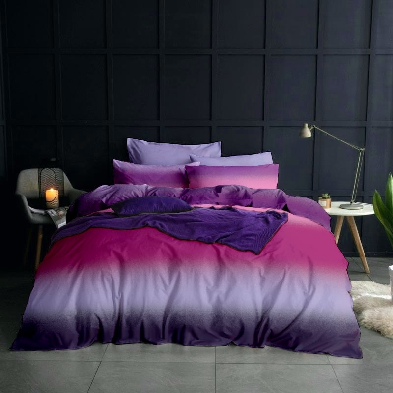 Lenjerie de pat Dormisete Boreal v.2 180x215 / 50x70, bumbac 100%, pentru pat 2 persoane, cearceaf uni color lila, 4 piese