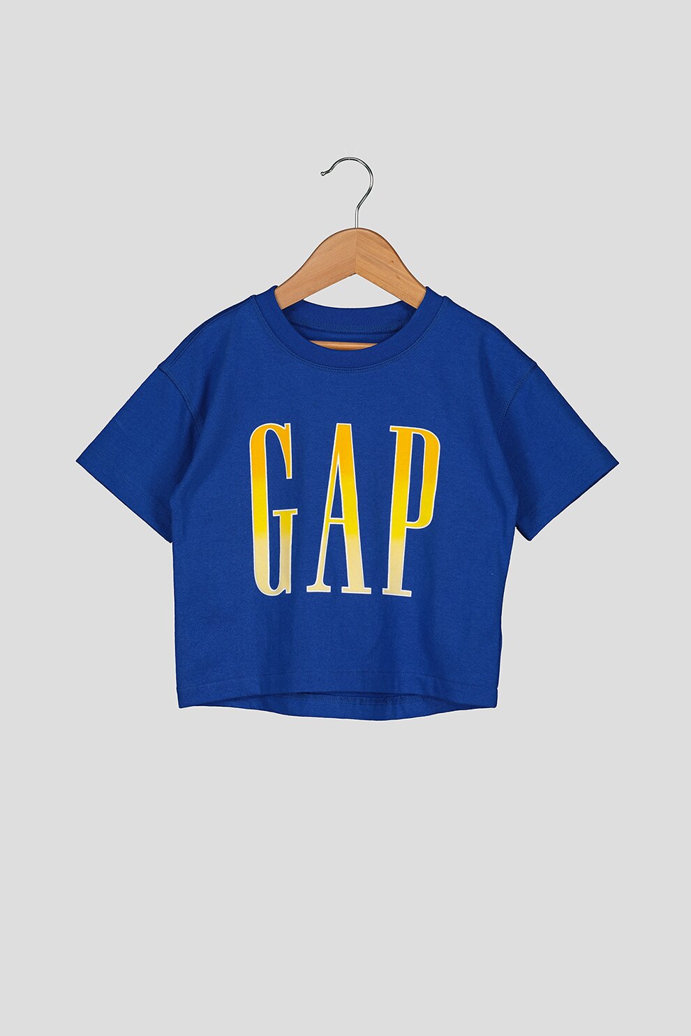 GAP, Tricou maneca scurta cu decolteu la baza gatului si imprimeu logo, Albastru royal
