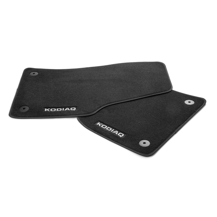 Set 2 covorase auto fata, Skoda Kodiaq, material textil, negru