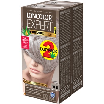 Pachet promo: 2 x Vopsea de par permanenta Loncolor Expert Hempstyle 10.19 Blond argintiu, 200 ml Pachet promo: 2 x Vopsea de par permanenta Loncolor Expert Hempstyle 10.19 Blond argintiu, 200 ml
