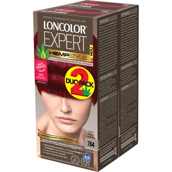 Pachet promo: 2 x Vopsea de par permanenta Loncolor Expert Hempstyle 7.64 Rosu mediu aramiu, 200 ml Pachet promo: 2 x Vopsea de par permanenta Loncolor Expert Hempstyle 7.64 Rosu mediu aramiu, 200 ml