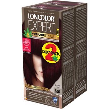 Pachet promo: 2 x Vopsea de par permanenta Loncolor Expert Hempstyle 5.56 Castaniu acaju, 200 ml Pachet promo: 2 x Vopsea de par permanenta Loncolor Expert Hempstyle 5.56 Castaniu acaju, 200 ml