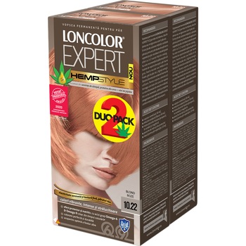 Pachet promo: 2 x Vopsea de par permanenta Loncolor Expert Hempstyle 10.22 Blond roze, 200 ml Pachet promo: 2 x Vopsea de par permanenta Loncolor Expert Hempstyle 10.22 Blond roze, 200 ml
