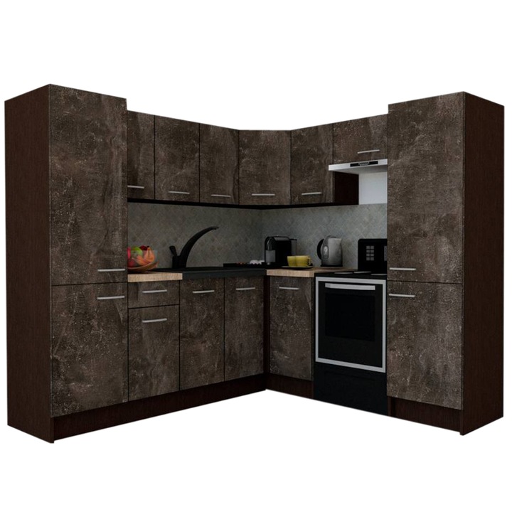 Set Bucatarie de Colt GENA NEW 12 DR 210-230, Genarom, Fara Corp de Cuptor, Wenge / Decor 4299