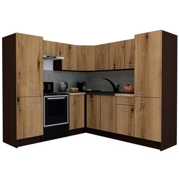 Set Bucatarie de Colt GENA NEW 12 ST. 210-230, Genarom, Fara Corp de Cuptor, Wenge / Decor K365 Set Bucatarie de Colt GENA NEW 12 ST. 210-230, Genarom, Fara Corp de Cuptor, Wenge / Decor K365