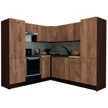 Set Bucatarie de Colt GENA NEW 12 ST. 210-230, Genarom, Fara Corp de Cuptor, Wenge / Decor K004 Set Bucatarie de Colt GENA NEW 12 ST. 210-230, Genarom, Fara Corp de Cuptor, Wenge / Decor K004