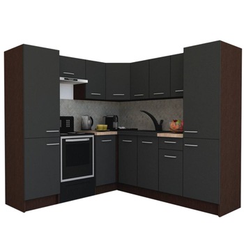 Set Bucatarie de Colt GENA NEW 12 ST. 210-230, Genarom, Fara Corp de Cuptor, Wenge / Decor 0164 Set Bucatarie de Colt GENA NEW 12 ST. 210-230, Genarom, Fara Corp de Cuptor, Wenge / Decor 0164