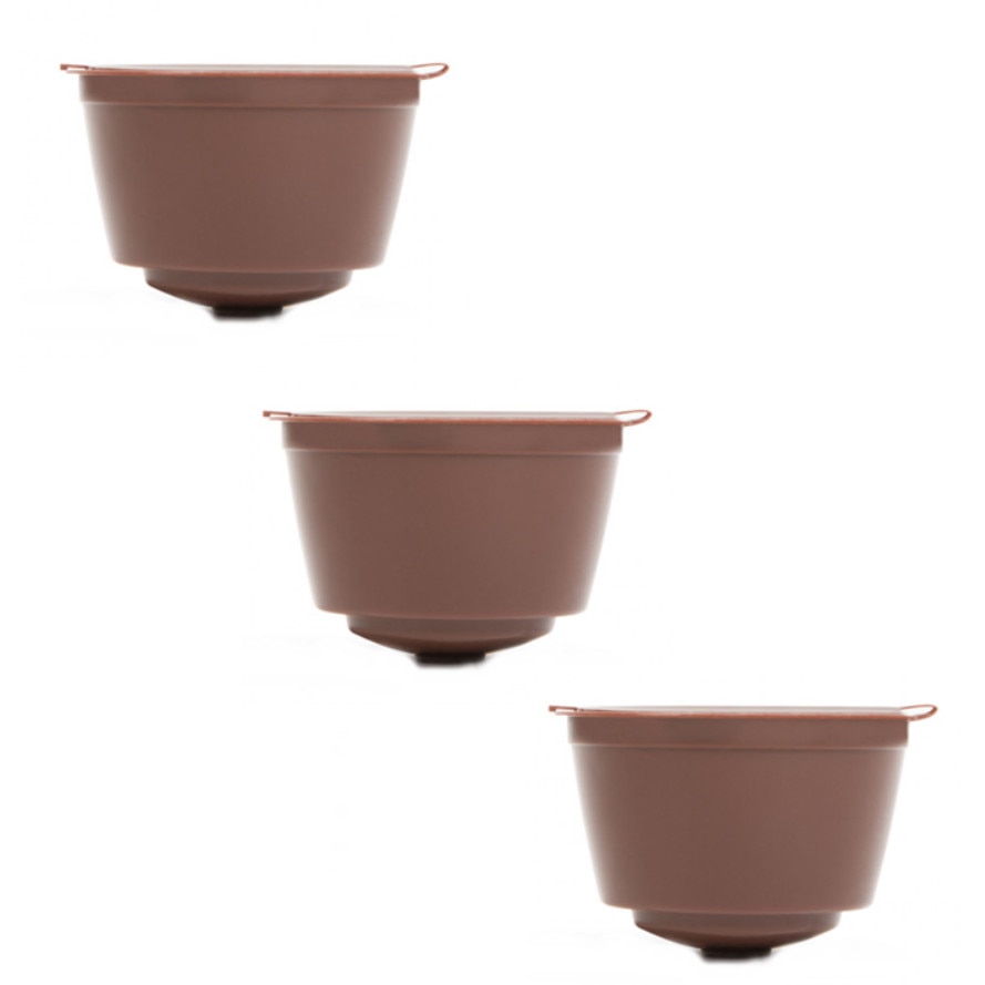 Set 3 capsule de cafea reincarcabila, lavabila 9g/40 ml, maro, compatibil Dolce Gusto