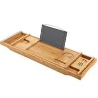 Suport cada baie, Extensibil, Bambus, Natur, 75-109x4,5x23 cm