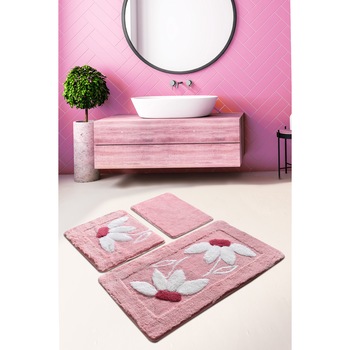 Set 3 Covorase de baie, Daisy Roz, Chilai Home Set 3 Covorase de baie, Daisy Roz, Chilai Home