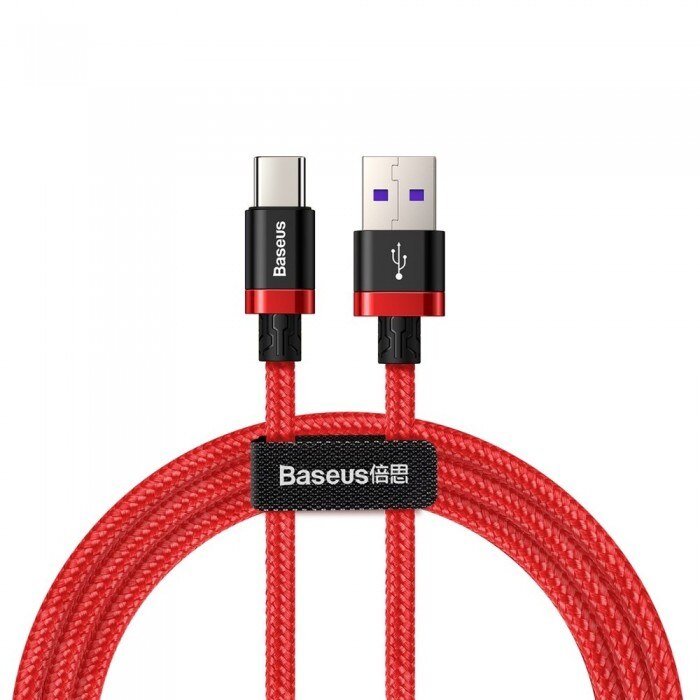 Cablu de date/incarcare Baseus, Purple Gold Red, USB Type-C, Super Charge, 2M 5 A, Rosu