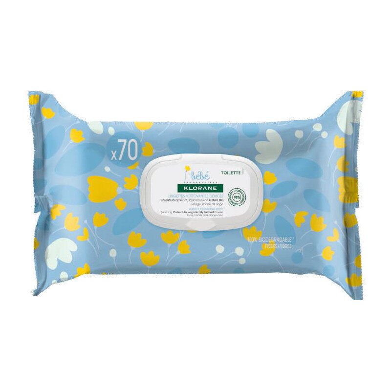 Pachet Servetele umede calmante, Klorane Bebe, 70 buc + 70 buc
